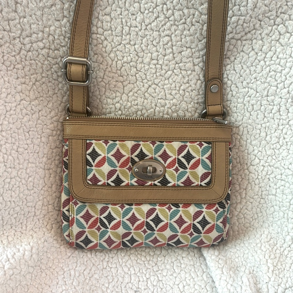 Fossil Multicolor Geometric Diamond Print Fabric … - image 1